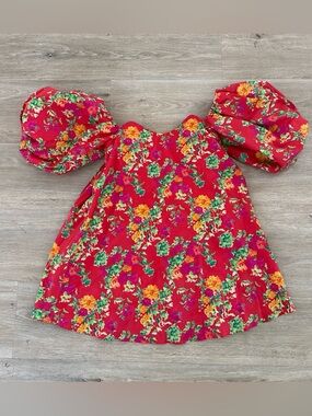 Caroline Constas Pink Floral Puff-Sleeve Mini Dress XS/S